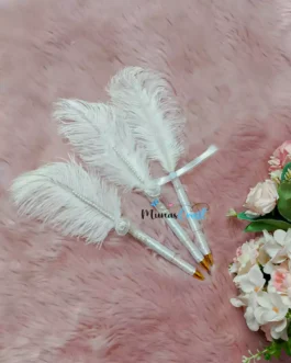 Premium Decorated Feather Pen with Personalized Name Tag for Nikah Ceremony | Luxury Wedding Signing Pen Bangladesh